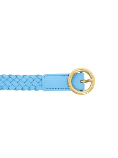 Bottega Veneta Intrecciato Nappa Leather Belt In Blue