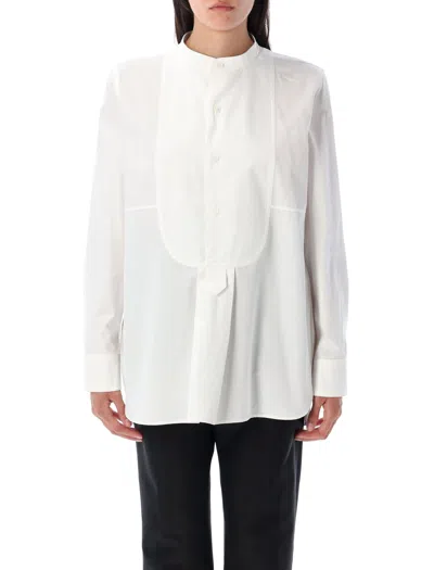 Bottega Veneta Relaxed Fit Long Sleeve Shirt With Plastron In White