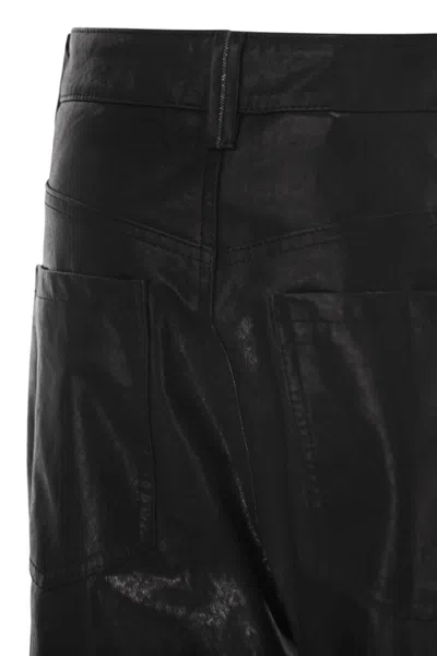 Brunello Cucinelli Wide Five-pocket Trousers In Smooth Nappa Leather In Black