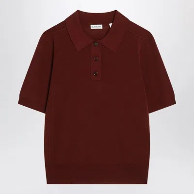 Burberry Bordeaux Wool Polo Shirt Women In Brown