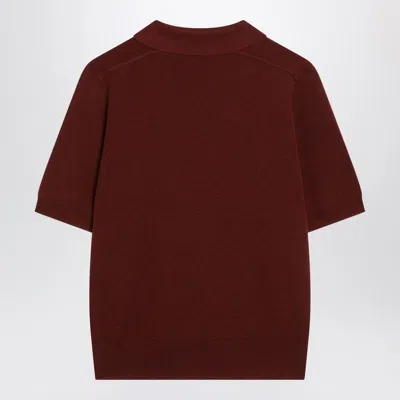 Burberry Bordeaux Wool Polo Shirt Women In Brown
