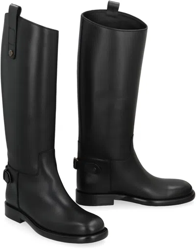 Burberry Cavalier Boots In Leather In Black