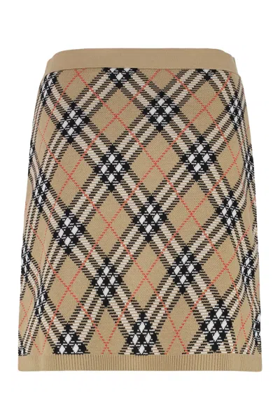 Burberry Knitted Mini Skirt In Neutral