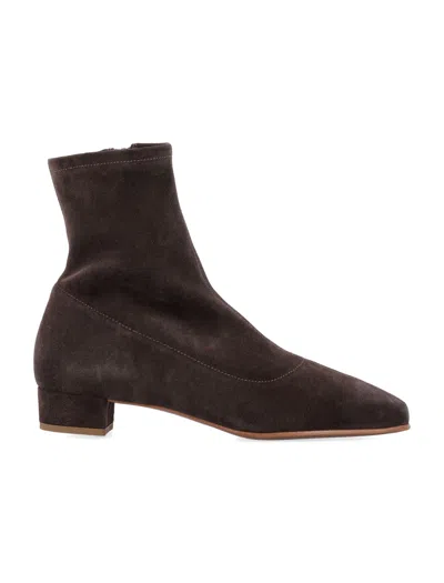 By Far Este Ristretto Brown Suede Ankle Boots In Brown