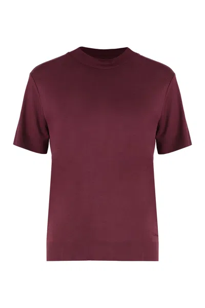 Calvin Klein Cotton Blend T-shirt In Burgundy
