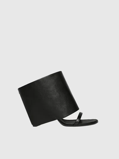 Courrèges Leather Wedge Mules In Black