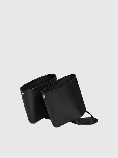 Courrèges Leather Wedge Mules In Black