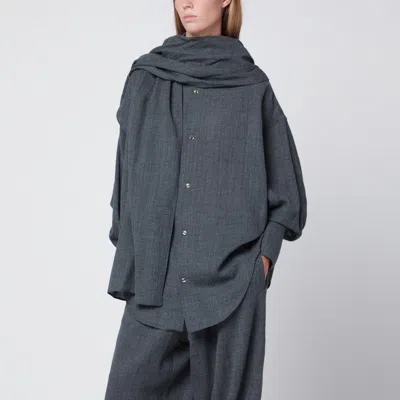 Darkpark Georgia Shirt With Removable Wool Scarf In Gray