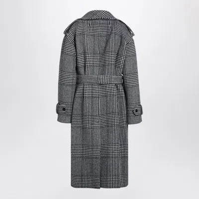 Dolce & Gabbana Houndstooth Wool Checked Coat In Black