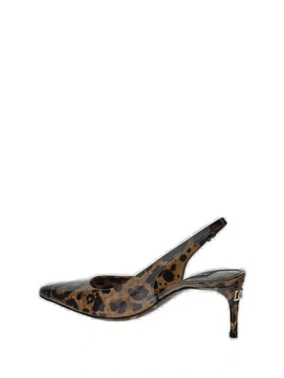 Dolce & Gabbana Lollo Leather Slingback Pumps In Animal Print