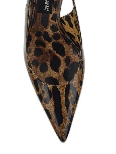 Dolce & Gabbana Lollo Leather Slingback Pumps In Animal Print