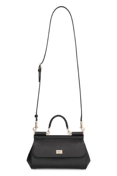 Dolce & Gabbana Sicily Medium Leather Handbag In Black