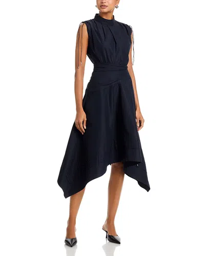 3.1 Phillip Lim Ruched Handkerchief Hem Dress In Blue