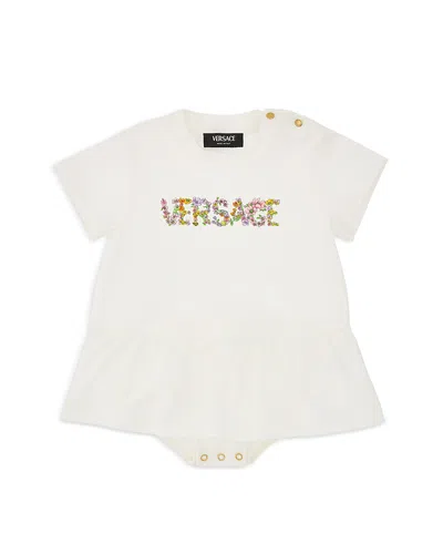 Versace Unisex Jersey Logo In Bloom Romper - Baby In White