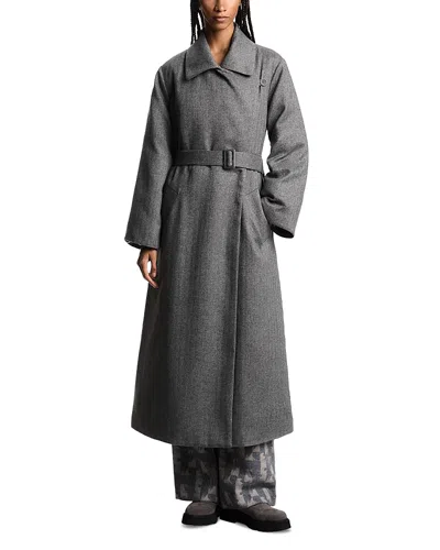 Emporio Armani Chevron Belted Coat In Black