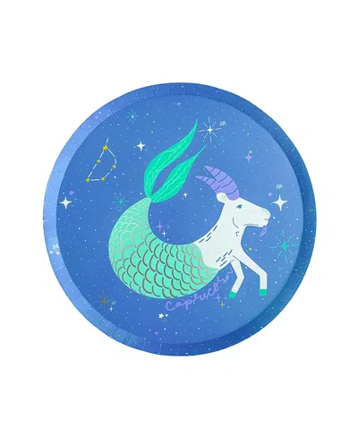 Jollity & Co Zodiac Themed Paper Party Dinner Plates, Set Of 8 In Blue