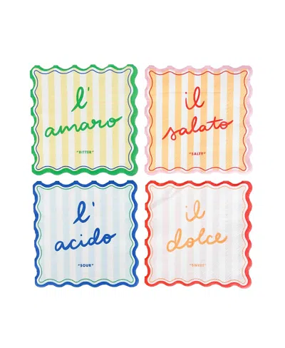 Jollity & Co Le Dinner Paper Cocktail Napkins, Set Of 20, 5 Of Each Style Per Pack In Multi