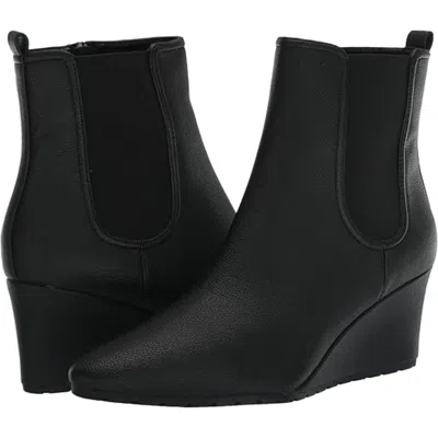 Anne Klein Viki Viki01f9-001 Womens Black Side Zip Wedge Heel Bootie Rhs5935 In Black