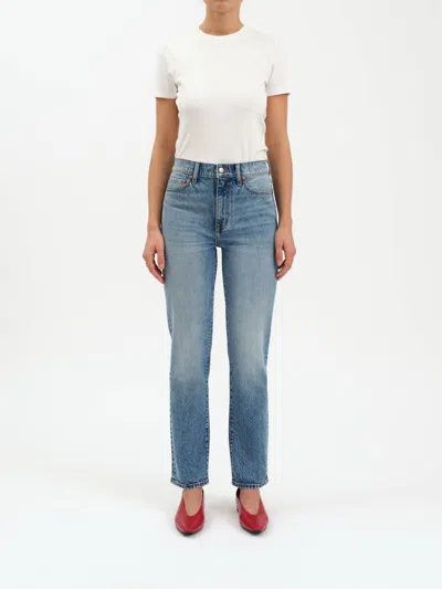 Daze Smarty Pants High Rise Slim Straight Jeans In Face To Face In Blue