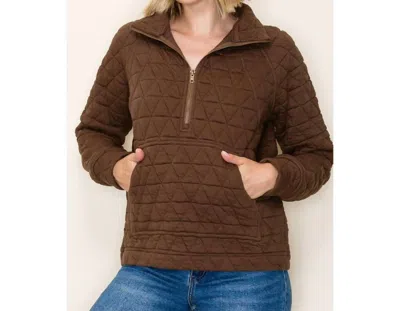 Staccato Half Zip Quilted Sweatshirt In Brown In Brown