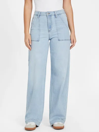 Guess Factory Eleanna High-rise Wide Carpenter Jeans In Blue