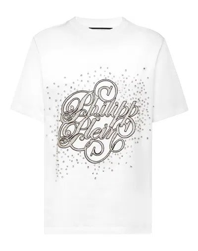 Philipp Plein T-shirt Man Fit Crystal Strass In White