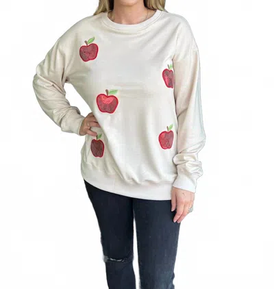 Jess Lea Apple Orchid Sequin Sweatshirt In Beige In White