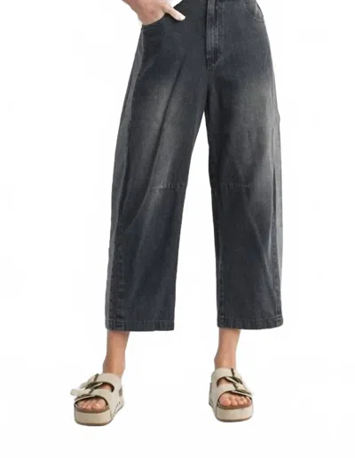 Jodifl Washed Denim Harem Pants In Gray/black In Black