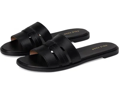 Cole Haan Flynn Slotted Sandals Women's Black Leather Comfort Slide Gal1424 In Black