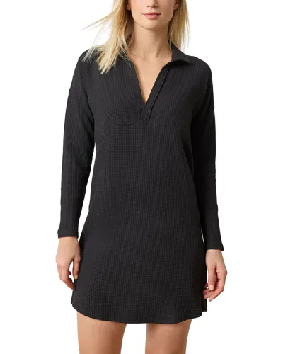 Lilla P Split Neck Collared Dress In Black