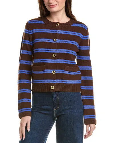 English Factory Striped Cardigan In Brown