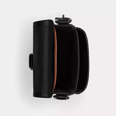 Coach League Phone Crossbody Bag In Signature Canvas In Black