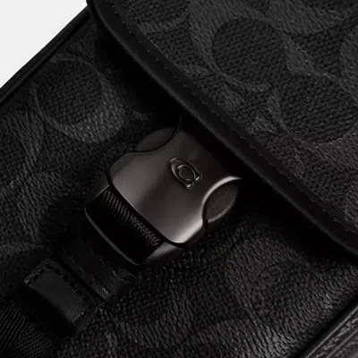 Coach League Phone Crossbody Bag In Signature Canvas In Black