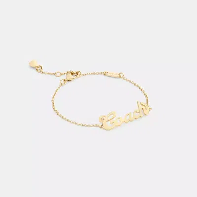Coach Script Nameplate Bracelet In Gold