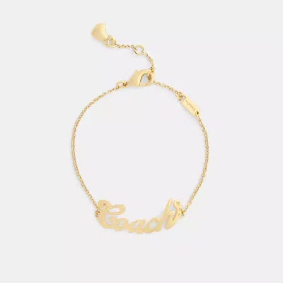 Coach Script Nameplate Bracelet In Gold