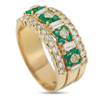 Lb Exclusive 18k Yellow Gold 0.55ct Diamond And Emerald Ring Mf20-110625 In Gold