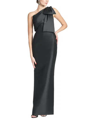 Sachin & Babi Bonnie One-shoulder Bow Column Gown In Black