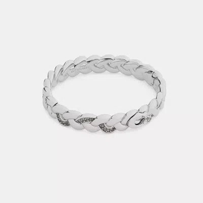 Coach Braided Signature Hinged Bangle In Silver