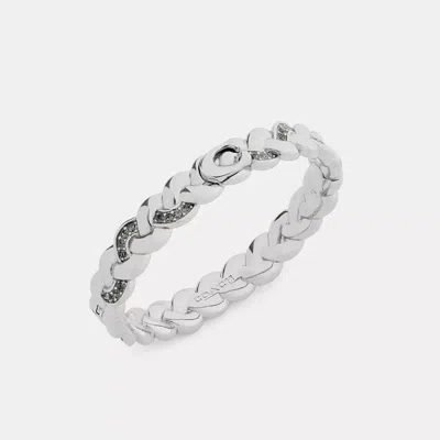 Coach Braided Signature Hinged Bangle In Silver
