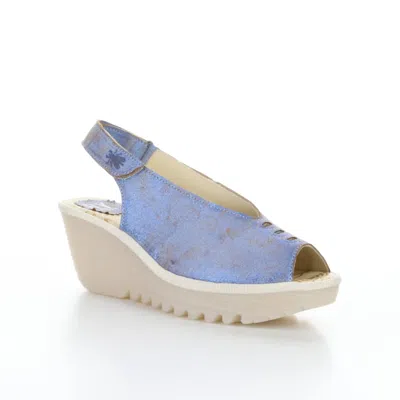 Fly London Yeay Peep Toe Sandal In Blue