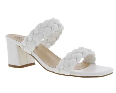 Bellini Fuss Sandals Women's White Faux Leather Braided Strap Slide Gal1124 In White