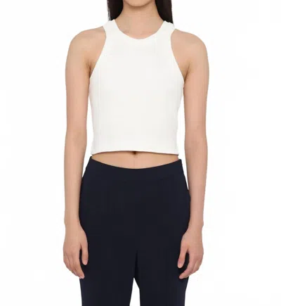 Closed Cropped Racer Tank Top In Ivory In White
