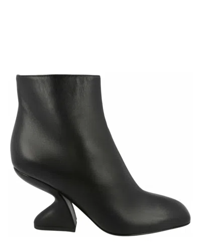 Ferragamo Sal 85 Woman Ankle Boots Black Size 8 Calfskin In Black