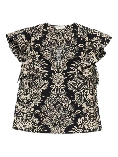 Ulla Johnson Severine Floral-pattern Blouse In Black