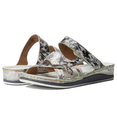 L'artiste By Spring Step Caiman Sandal Women's Silver Slide Gal1504 In Multi