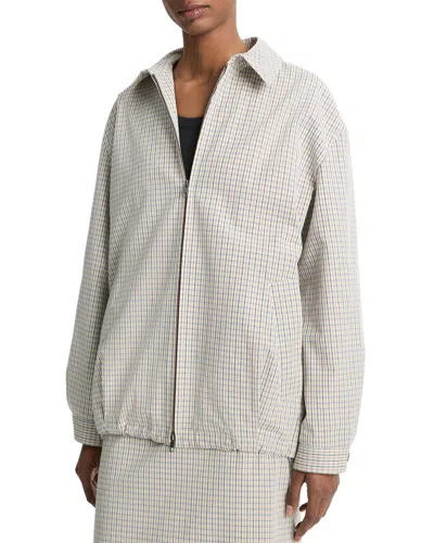 Vince Gardeners Check Oversized Zip Bomber Jacket In Green