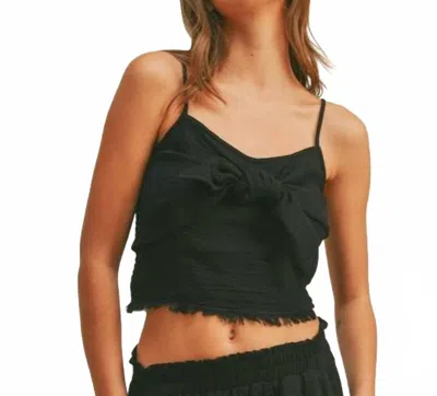 Miou Muse Yuzu Gauze Tank Top In Black In Green