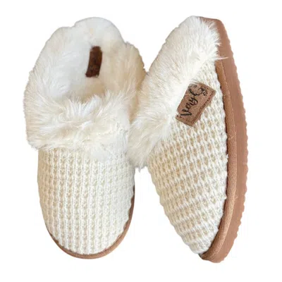 Very G Women's Sweater Slippers In Cream In White