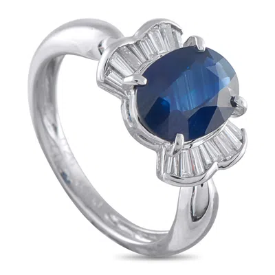 Lb Exclusive Platinum 0.26ct Diamond And Sapphire Ring Mf06-110625 In Metallic