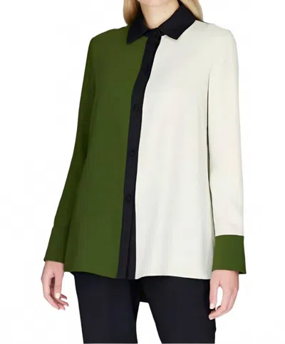 Emmelle Long Button Down Shirt In Bonsai/stone/black In Multi